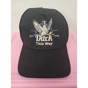 "Duck This Way" Black Adjustable Ball Cap Duck Hunting Hat